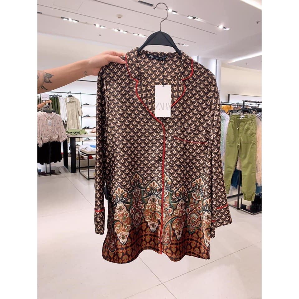 Áo sơ mi lụa dáng rộng Zara Auth new tag có sẵn