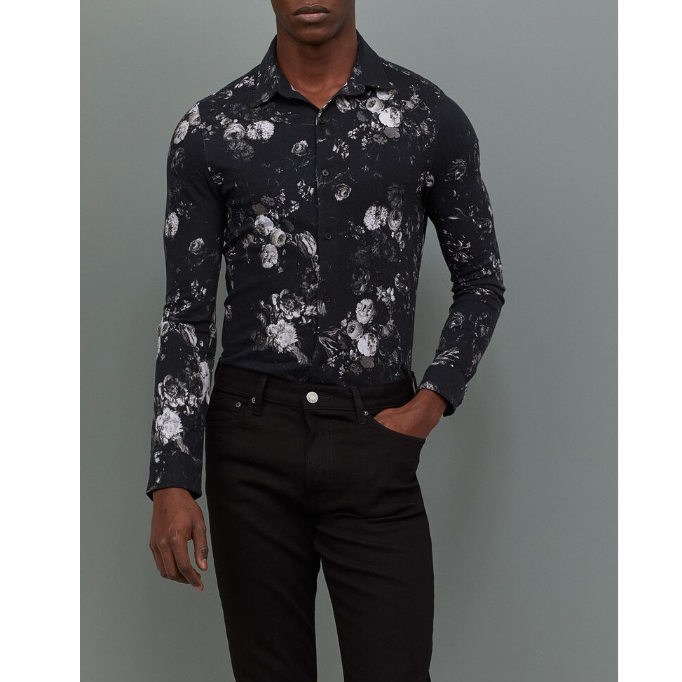 Áo sơ mi dáng ôm họa tiết H&M auth new tag có sẵn 0790929003
