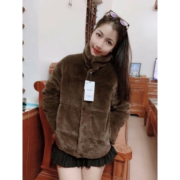 Áo khoác lông dáng ngắn cổ cao Zara Auth New Tag có sẵn 6318/228 6318228