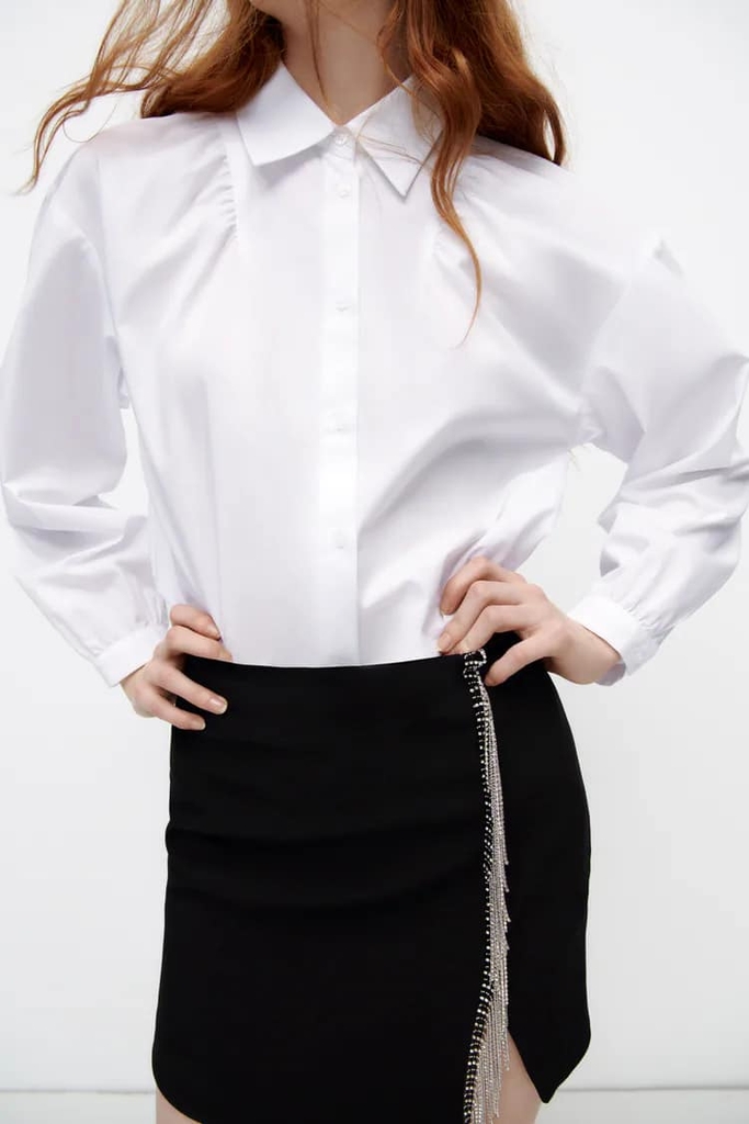 Áo sơ mi nhấn viền cổ Zara Auth New Tag có sẵn 8363/894 8363894