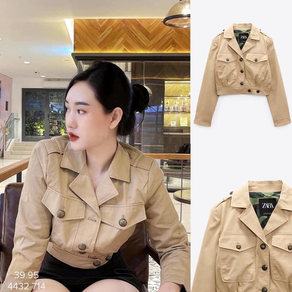 Áo khoác Croptop túi ngực Zara Auth New Tag có sẵn 4432/714 4432714