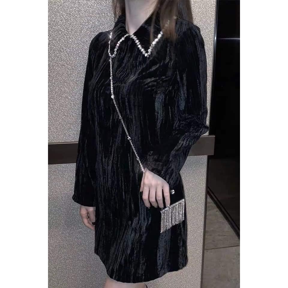 Váy nhung cổ đá dáng ngắn suông Zara Auth new tag có sẵn 2731/257 2731257