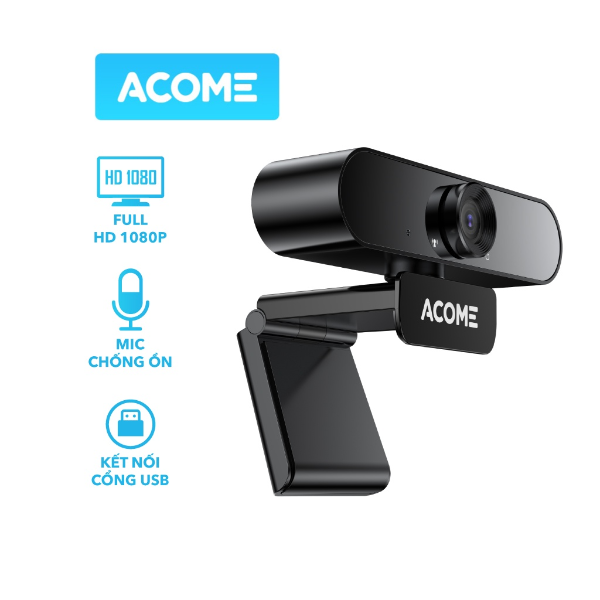 Webcam Full HD 1080p ACOME AWC11 - Hỗ trợ mic - Đen