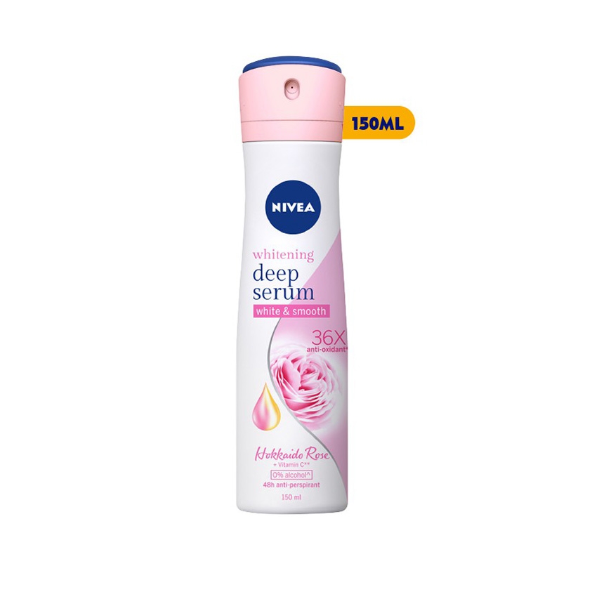 [HCM] Xịt ngăn mùi Nivea serum trắng mịn hương hoa hồng Hokkaido 150ml