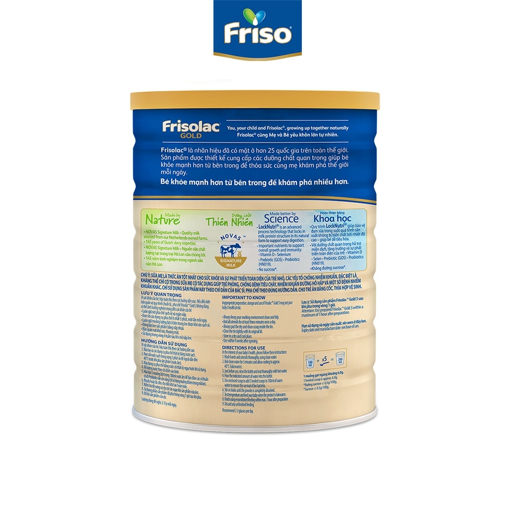 Sữa bột Frisolac Gold số 3 cho bé từ 1 - 3 tuổi - 1400g