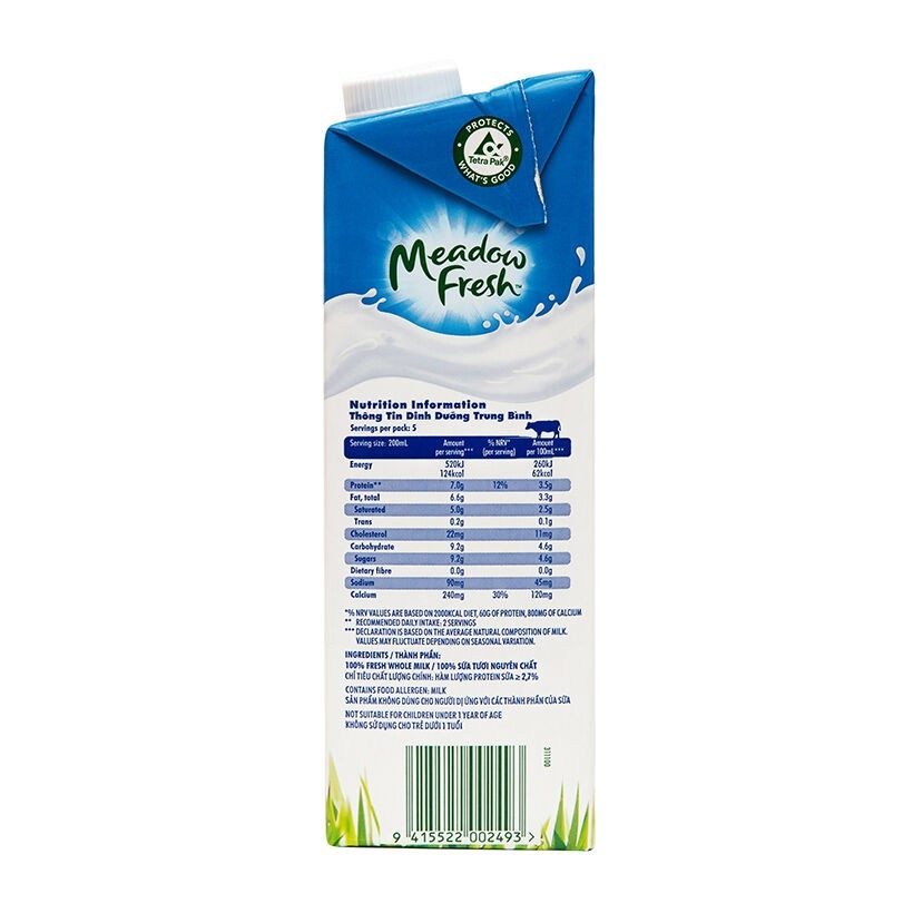 Sữa tươi tiệt trùng nguyên kem Meadow Fresh - 1L