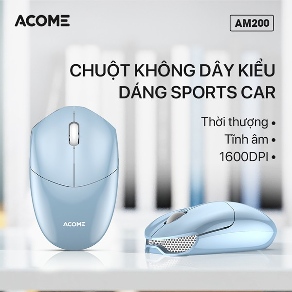 Chuột không dây kiểu dáng Sport Car ACOME AM200 - Xanh