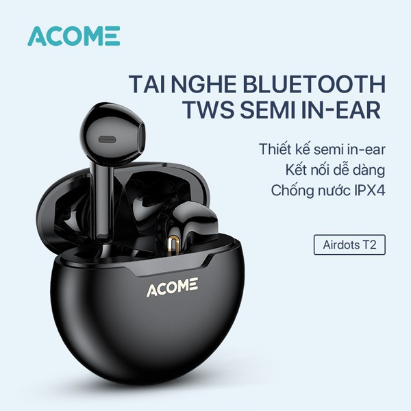 Tai nghe Bluetooth TWS Semi-in-ear ACOME Airdots T2 - Đen