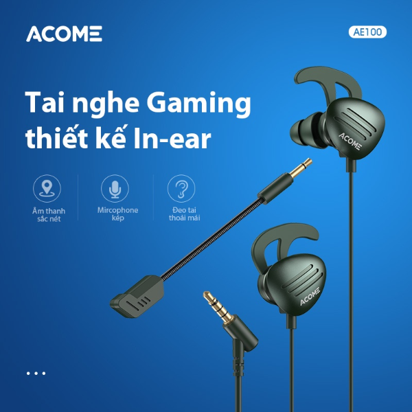 Tai nghe gaming in-ear ACOME AE100 - Xanh lá