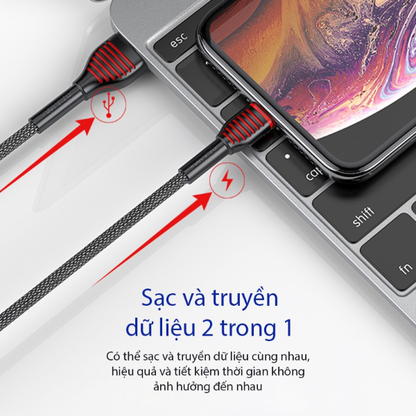 Cáp sạc và truyền dữ liệu Lightning 2.4A ACOME ASL-010 1M - Đen