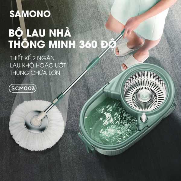 Bộ lau nhà thông minh 360 độ SAMONO SCM003 (Kèm 2 bông lau)