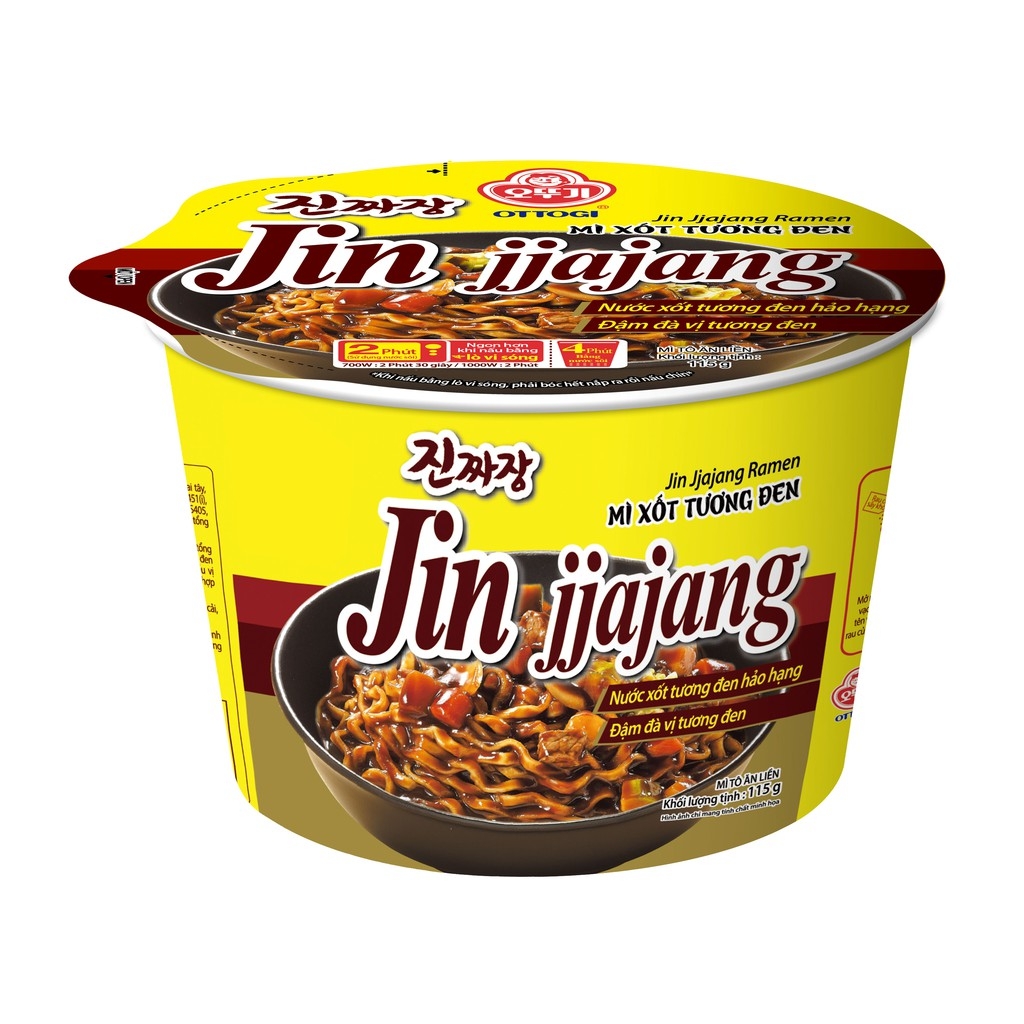 Combo 3 Tô mì Ottogi xốt tương đen Jin Jjajang 115g