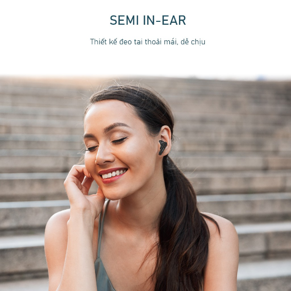 Tai nghe Bluetooth TWS Semi in-ear ROBOT Airbuds T10 - Đen