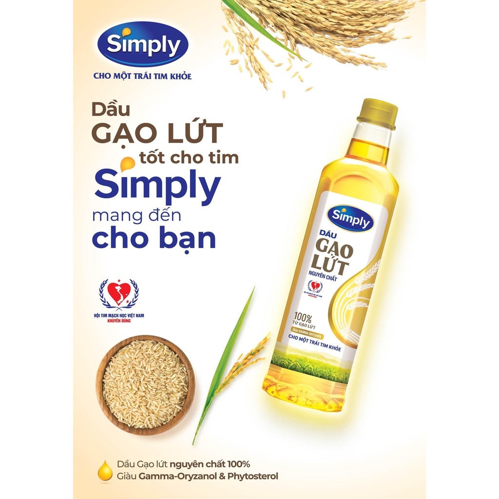 Dầu gạo lứt Simply 100% nguyên chất 1L