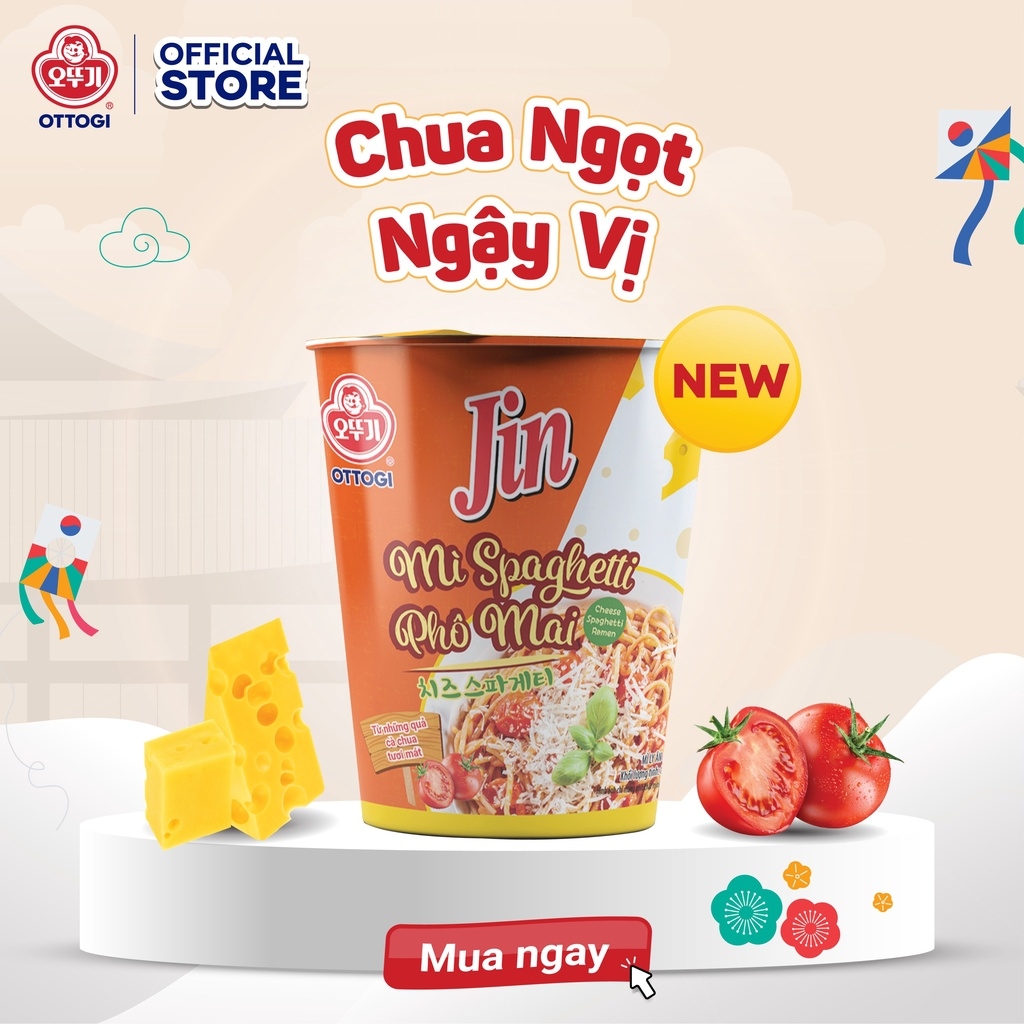 Combo 3 Ly mì spaghetti vị phô mai Ottogi 85g