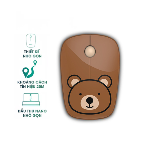 Chuột không dây 2.4GHz ROBOT M220 Brown Bear -  1600DPI (Kèm pin)