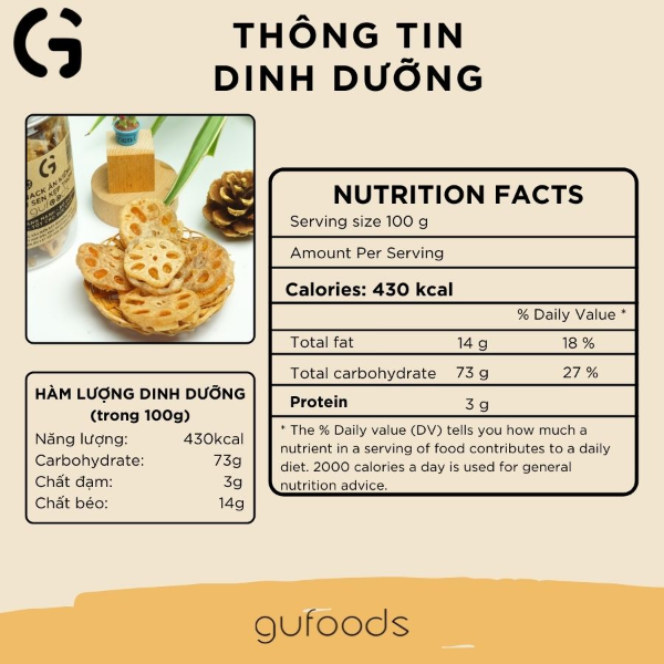 Bánh ăn kiêng củ sen kẹp thơm GUfoods  - Hũ 140g