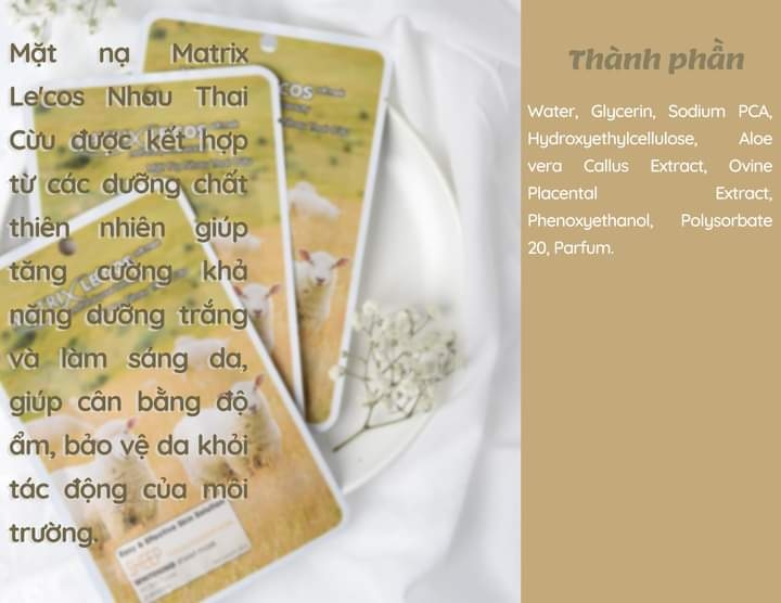 Mặt nạ Matrix Le'cos nhau thai cừu - Gói 30g