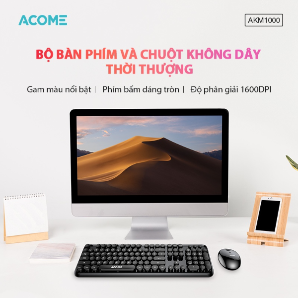 Bộ chuột và bàn phím không dây ACOME AKM1000 mix colorful