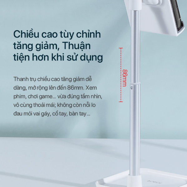 Giá đỡ điện thoại/máy tính bảng ROBOT RT-US04 - Xoay 35 độ - Đế có đinh chốt - Trắng