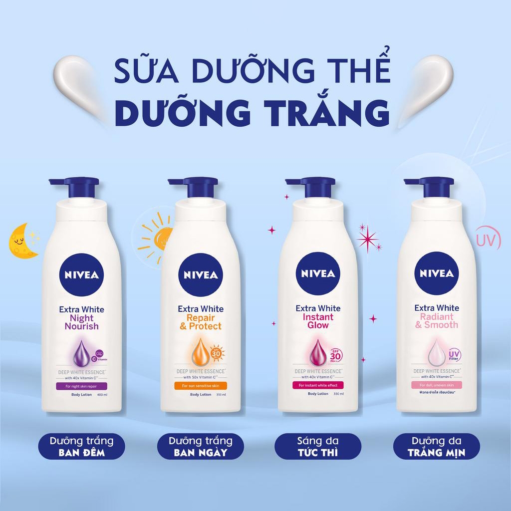 [HCM] Sữa dưỡng thể trắng da ban đêm Nivea 400ml