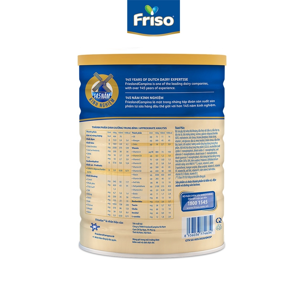 Sữa bột Frisolac Gold số 3 cho bé từ 1 - 3 tuổi - 1400g