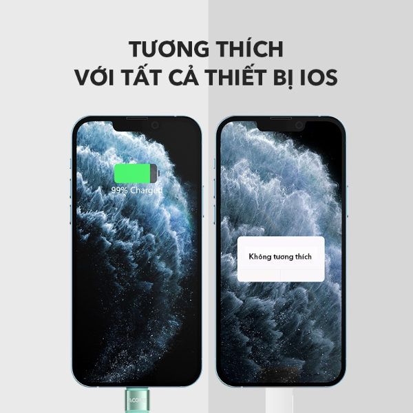 Cáp sạc nhanh dây silicon cho iPhone ACOME ACL-010S - Xanh