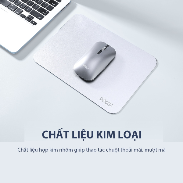 Tấm lót chuột kim loại ROBOT RP03 - 25 x 18cm - Bạc