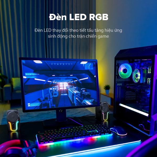 Loa gaming LED RGB 16 triệu màu ACOME A12 - Đen