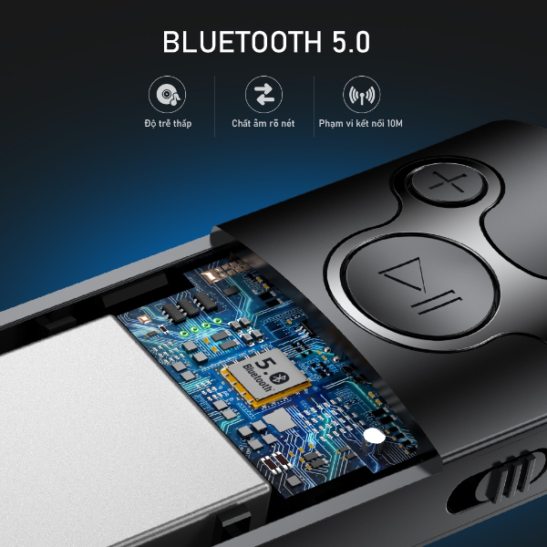 Bộ thu phát nhạc ROBOT RS10 Bluetooth 5.0 - Jack AUX 3.5mm - Đen