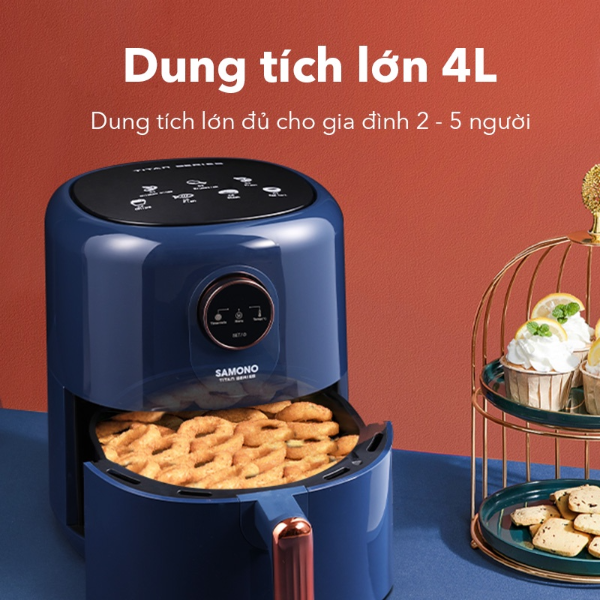 Nồi chiên không dầu SAMONO SW-AFBE04 4L - 1400W - Xanh dương