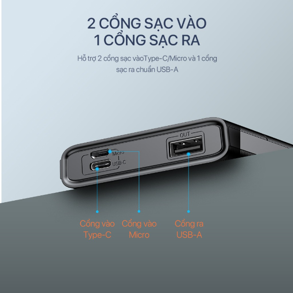 Pin sạc dự phòng LED 10000mAh ROBOT RT190 - Đen