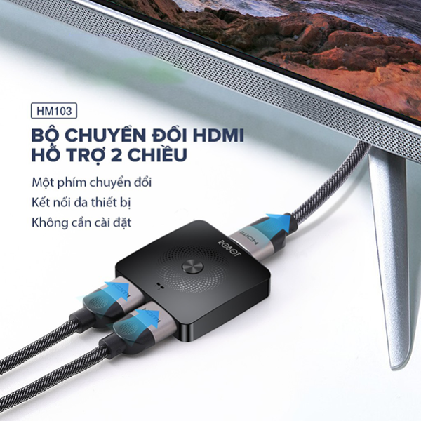 Bộ chuyển đổi HDMI 2 chiều ROBOT HM103 - Đen