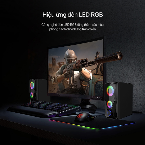 Loa gaming Led RGB cổng kết nối 3.5mm ROBOT RS200 - Đen