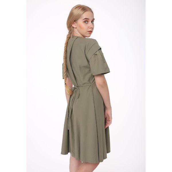 [HCM] Đầm xòe xếp ly tay kiểu Lovadova 19D11C007 - Nâu xám