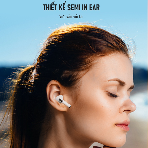 Tai nghe Bluetooth semi in-ear ROBOT Airbuds T50 - Bluetooth 5.1 - 35H sử dụng - Trắng