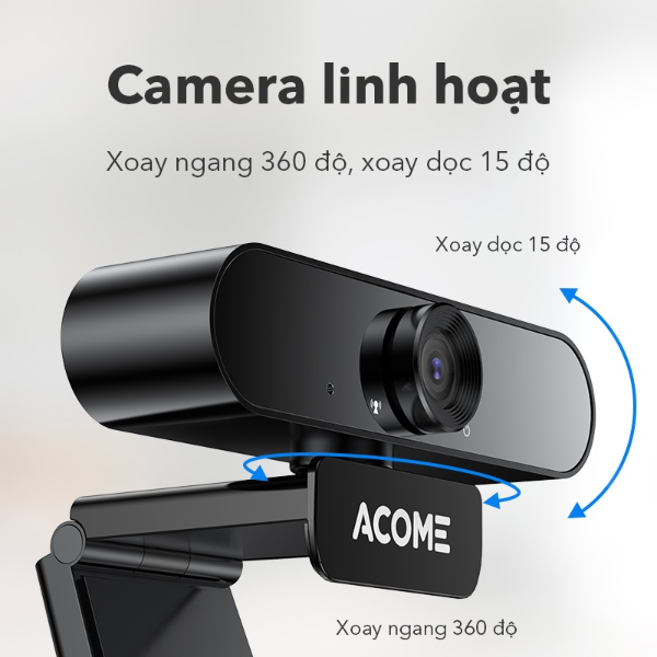 Webcam Full HD 1080p ACOME AWC11 - Hỗ trợ mic - Đen