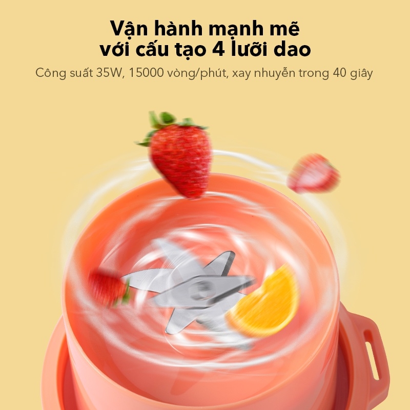 Máy xay sinh tố cầm tay SAMONO SW-Y8 35W - Dung tích 400ml - Hồng