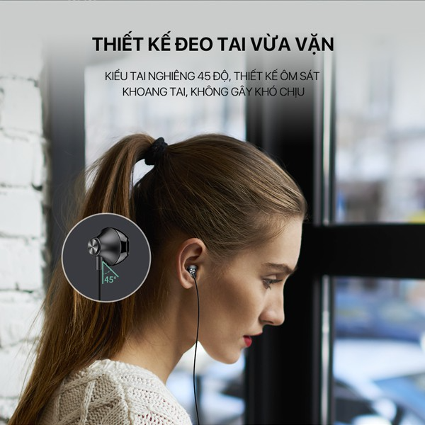 Tai nghe nhét tai in-ear 45 độ ACOME AW05 - Đen