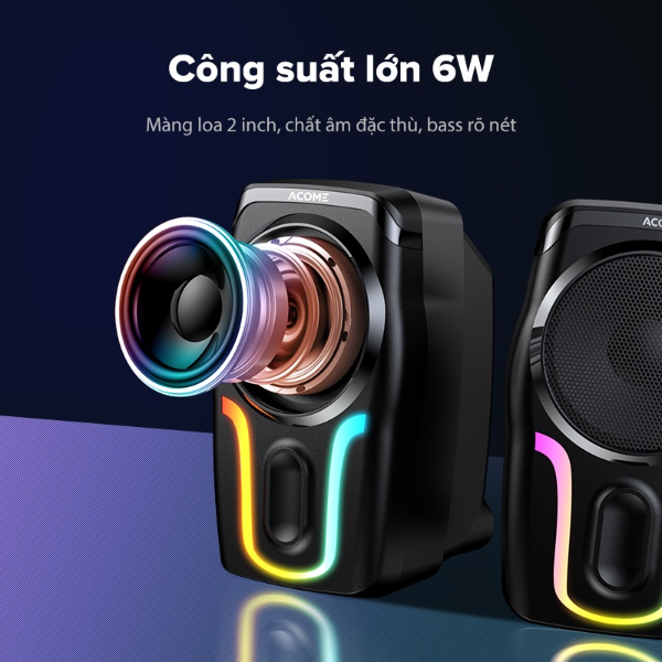 Loa gaming LED RGB 16 triệu màu ACOME A12 - Đen