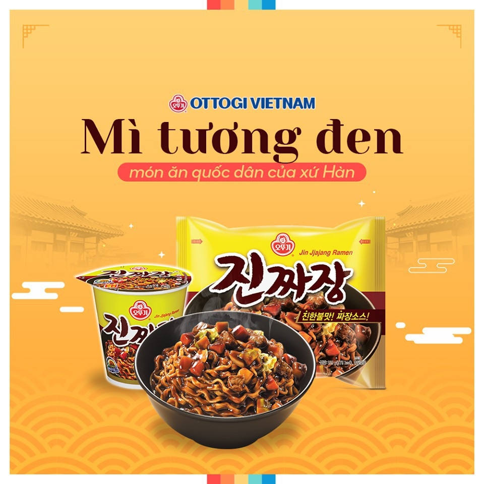 Combo 3 Tô mì Ottogi xốt tương đen Jin Jjajang 115g