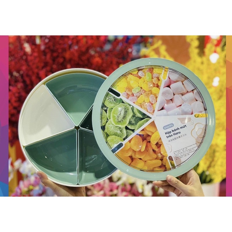 Hộp bánh mứt tròn Haru - Xanh nhạt