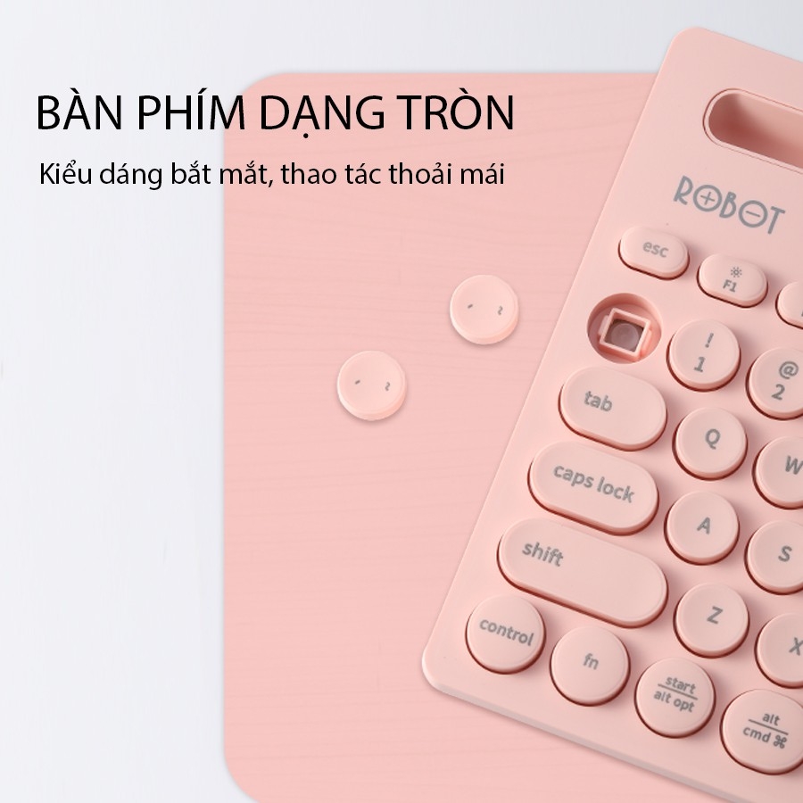 Bàn phím đa năng ROBOT KB10 - Kết nối không dây 2.4Gz và Bluetooth - Đen