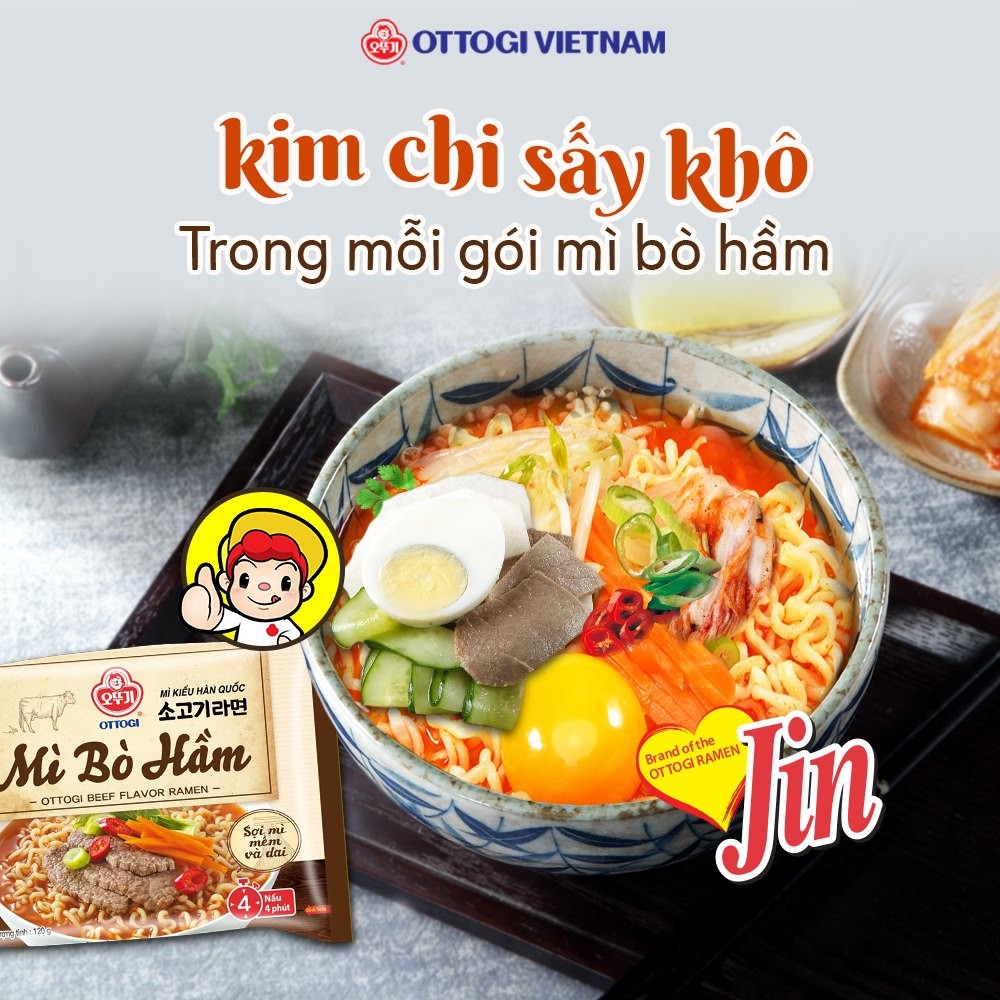 Mì bò hầm Ottogi 120g - Lốc 8 gói