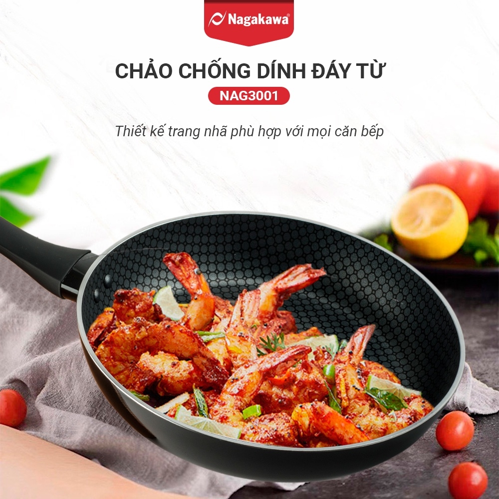 Chảo chống dính đáy từ Nagakawa NAG3001 - 30cm