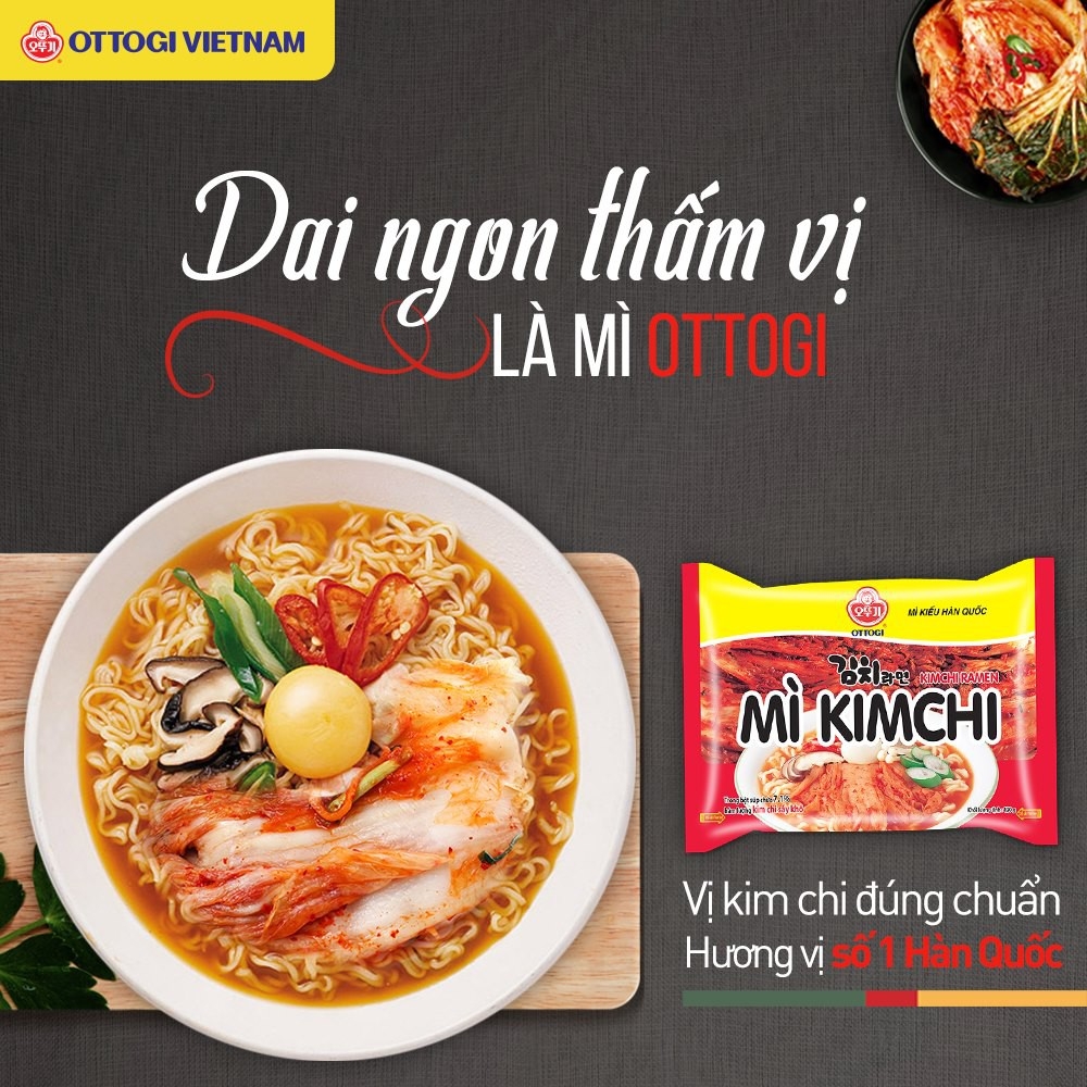 Combo 3 Ly mì kim chi Ottogi 62g