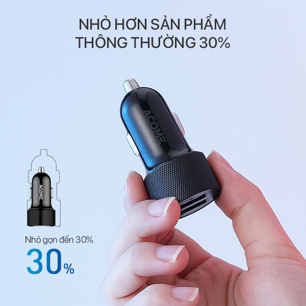 Tẩu sạc ô tô 2 cổng USB-A 2.4A ACOME ACC03 - Đen