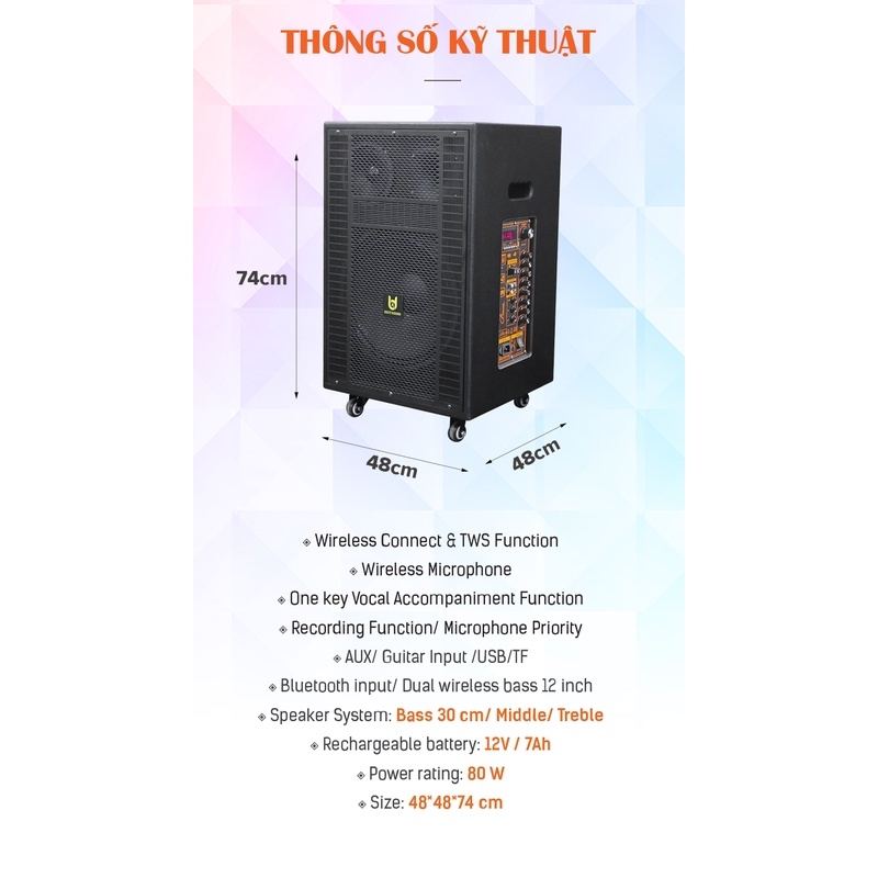 Loa kéo bass 12 inch 80W Best Sound BD-8012