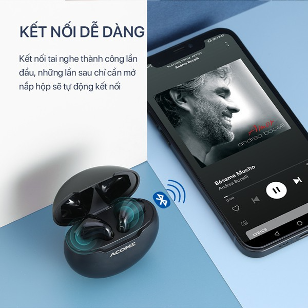 Tai nghe Bluetooth TWS Semi-in-ear ACOME Airdots T2 - Đen