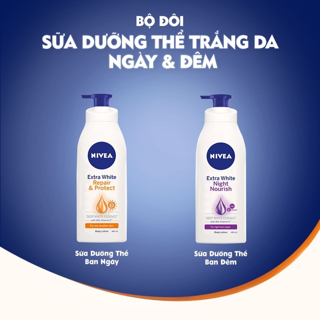 [HCM] Sữa dưỡng thể trắng da ban đêm Nivea 400ml